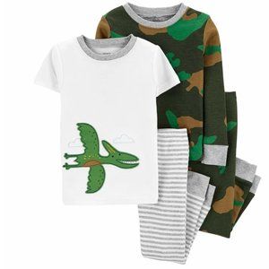 Baby Boys Carter's 4pc Cotton Pajama Set-- Pterodactyl & Camo Sz 12 mo 24 mo NWT